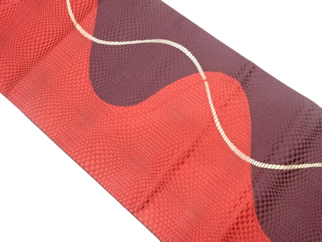 JAPANESE NAGOYA OBI / CHIKUZEN HAKATA / WOVEN WAVY STRIPE